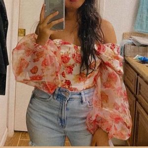 ASOS Off the shoulder cropped long sleeve top